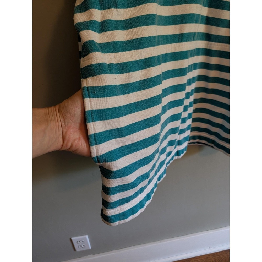 Cheetah Mervyns Vintage Striped Lace Up Sweatshirt Teal White Large Nautical - Picture 4 of 12